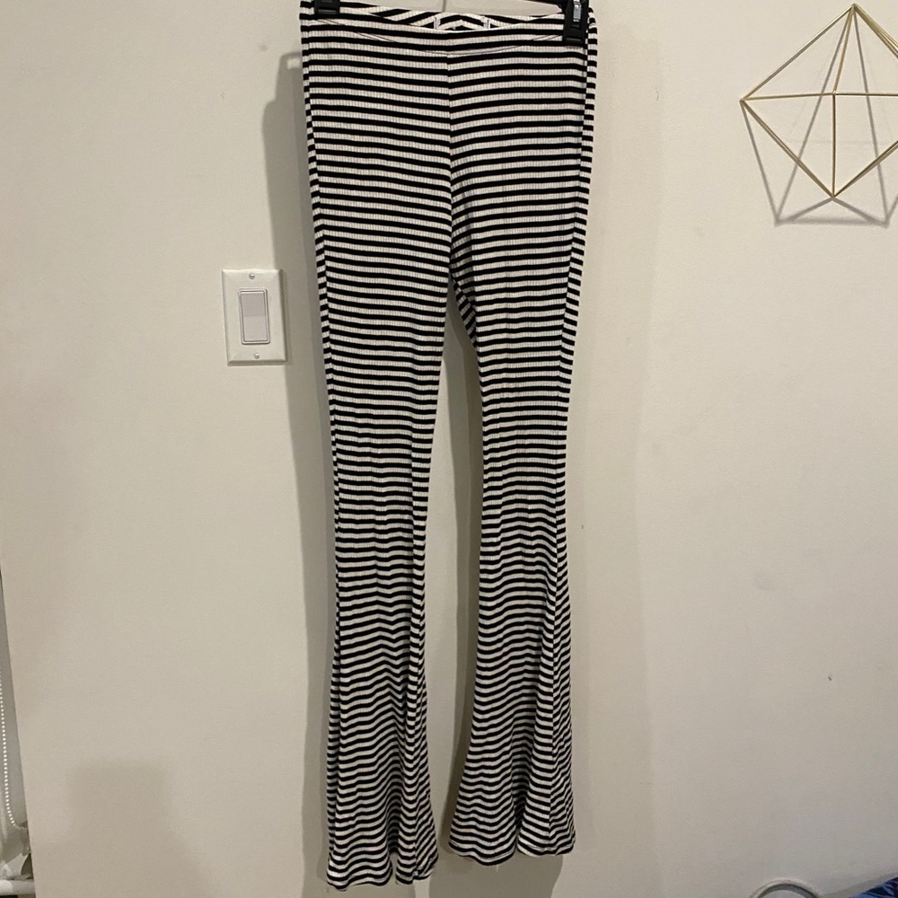 Ribbed striped flare pants
